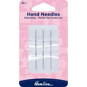 Aguja Embroidery doble punta ojo central Hemline