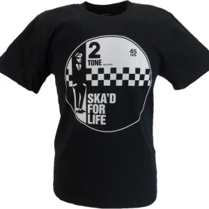 Mens Black Ska'd for Life 2 Tone 100% Cotton T Shirt