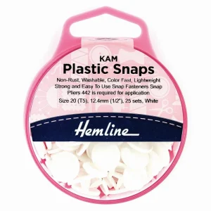 Set de Broches a Presión 12.4MM Plástico Blanco Hemline