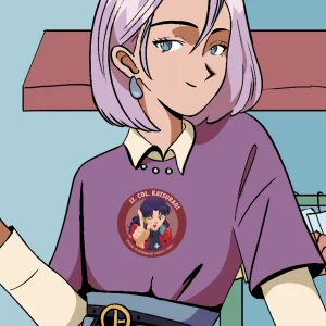 Misato Cropped Evangelion Tee, Morado Claro