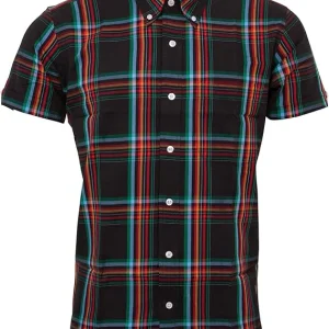 Relco Mens Black Check Short Sleeved Limited Edition Button Down Shirts