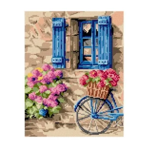 Kit de Esterilla para Bordar Bicicleta y Flores 24x30 Ariadna