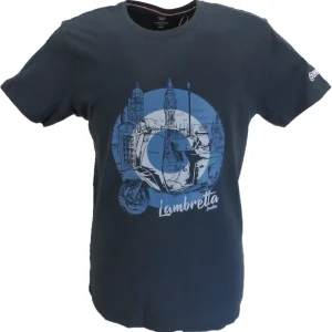 Lambretta Mens Navy Target Scooter Retro T Shirt