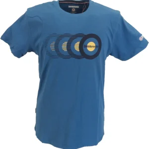 Lambretta Mens Dark Blue Target Fade Logo 100% Cotton T-Shirt