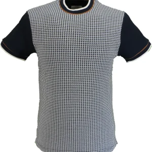 Ska & Soul Mens Navy Blue Houndstooth T Shirts