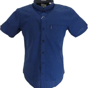Ben Sherman Mens Royal Blue Gingham Short Sleeved Shirt