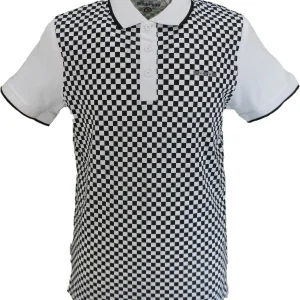 Lambretta Mens White/Black Checkerboard Polo Shirts