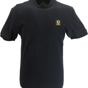 Trojan Mens Black Plain Badged tee 100% Cotton T-Shirt