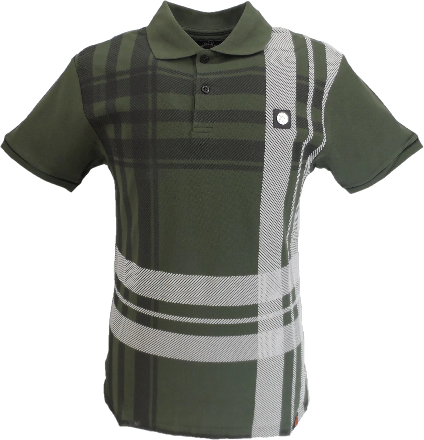 Trojan Mens Army Green Over Size Check Polo Shirt