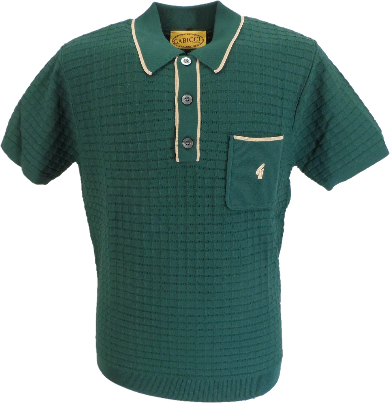 Gabicci Mens Ivy Green Archive Roy Knitted Polo Shirt