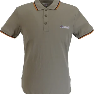 Lambretta Chashew/Stone/Navy/Orange Retro Target Logo 100% Cotton Polo Shirts
