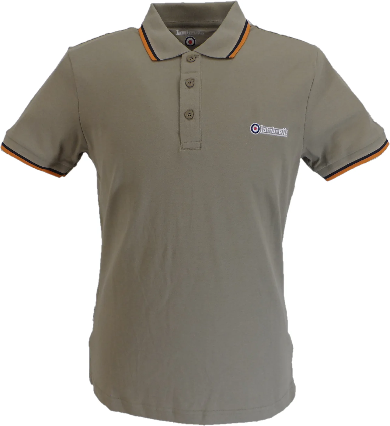 Lambretta Chashew/Stone/Navy/Orange Retro Target Logo 100% Cotton Polo Shirts