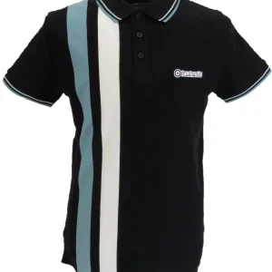 Lambretta Black Retro Vertical Stripe Polo Shirts