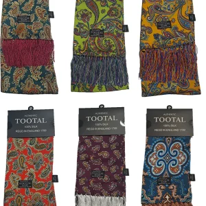 Tootal Mens Retro Paisley Print 100% Silk Scarves