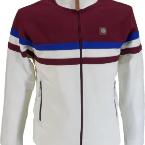Trojan Mens Ecru Panel Stripe Track Tops
