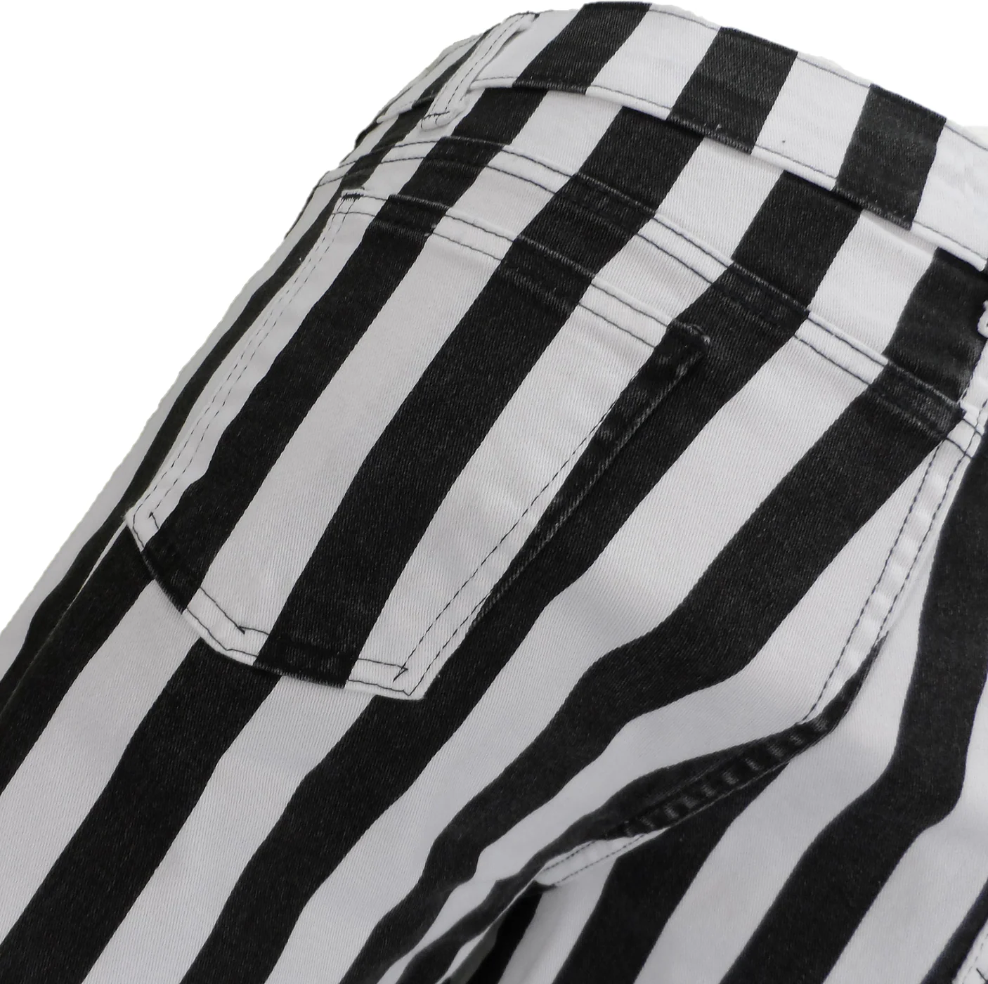 Run & Fly Mens Black and White Striped Skinny Jeans - Imagen 3