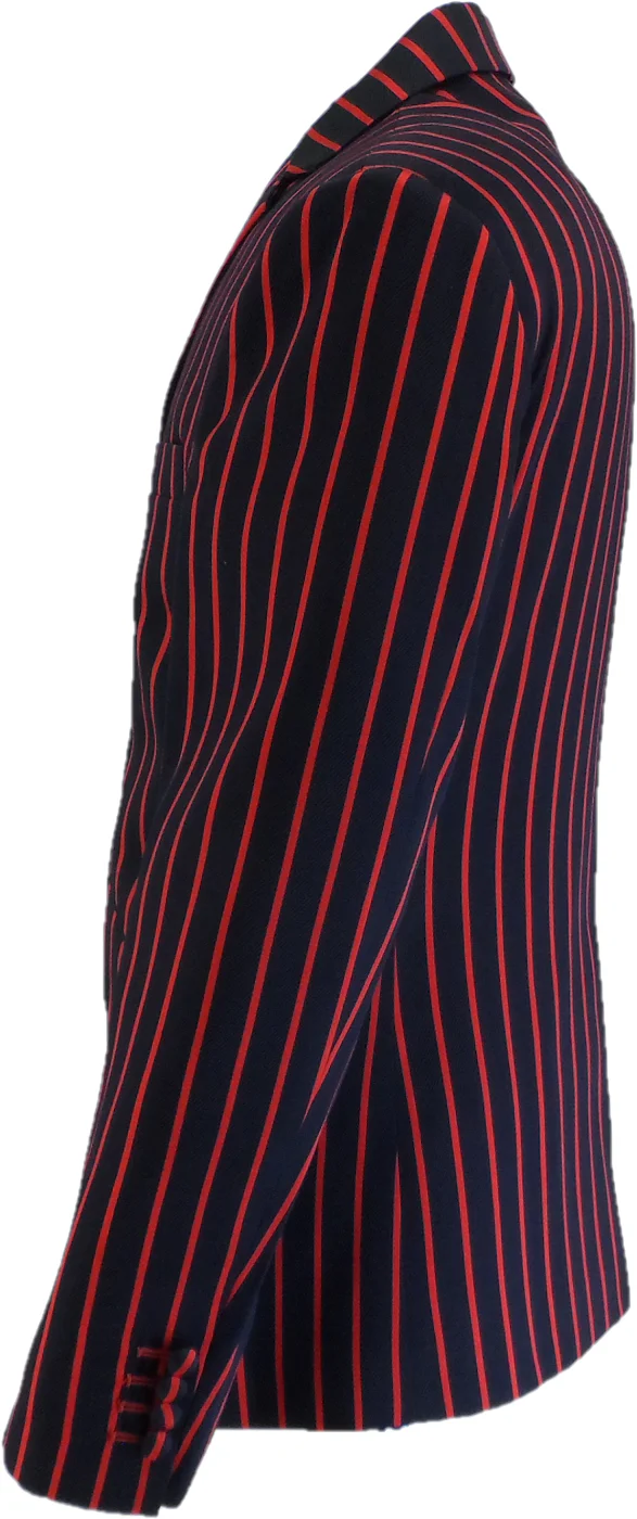 Mens Classic Retro Navy Blue/Red Boating Blazer Jacket - Imagen 3