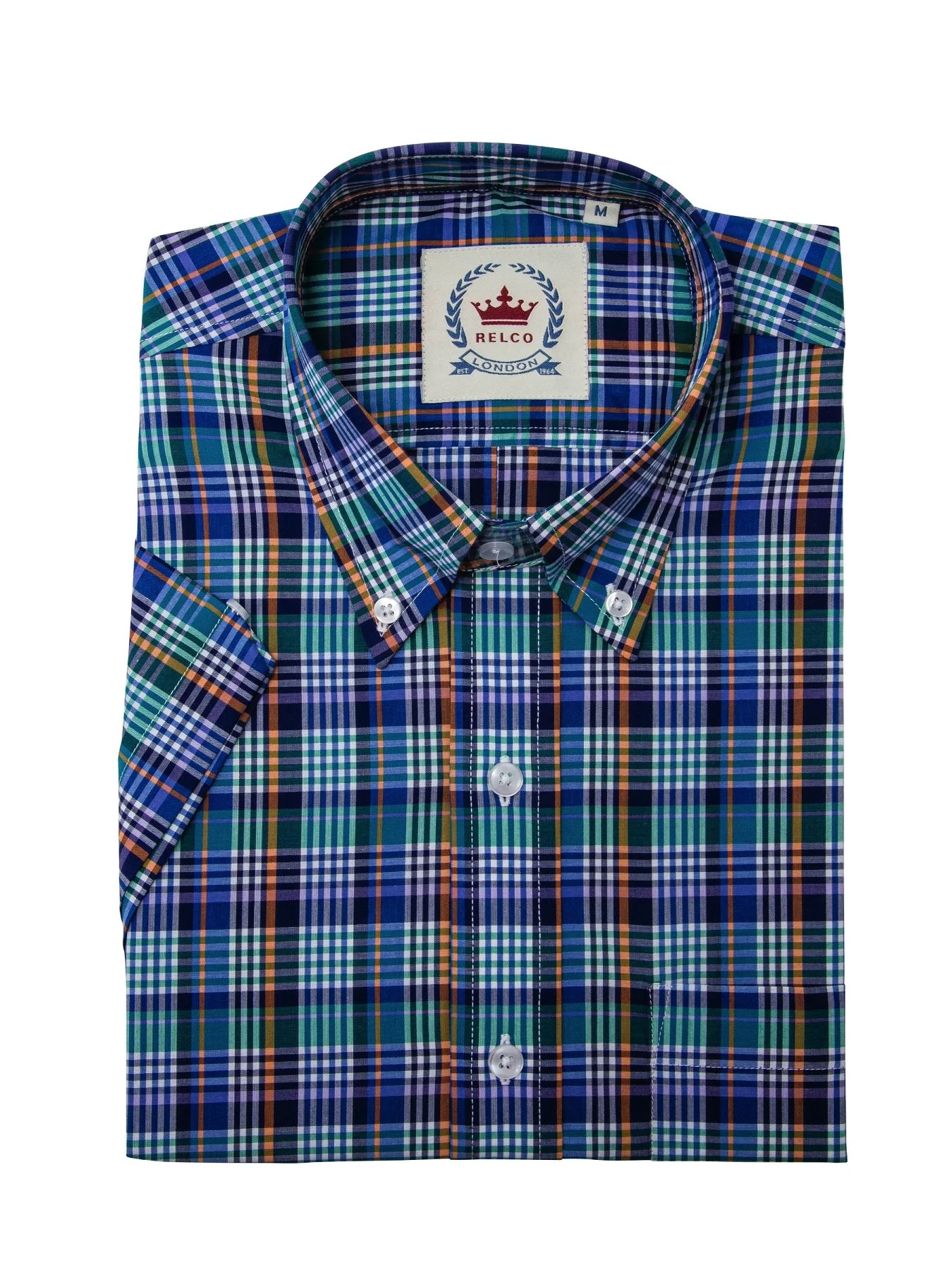 Relco Mens Multi Checked Short Sleeved Button Down Shirts - Imagen 3