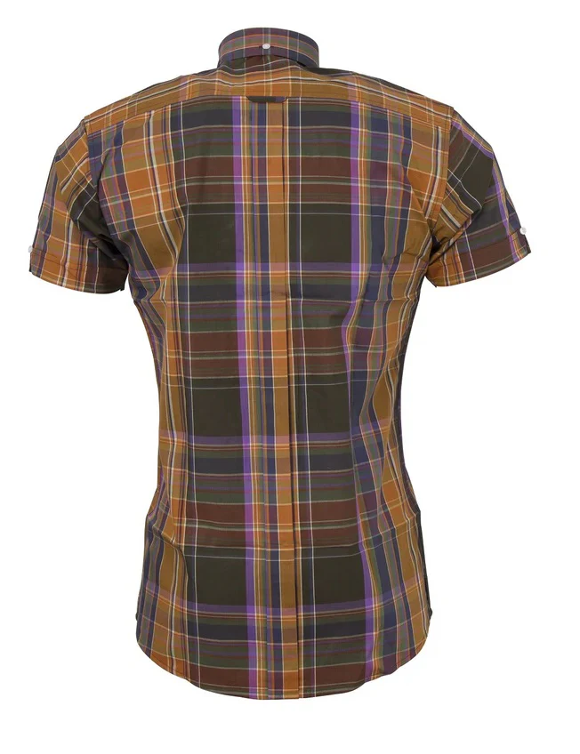 Relco Ladies Retro Rustic Multi Check Button Down Short Sleeved Shirts - Imagen 3