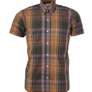 Relco Ladies Retro Rustic Multi Check Button Down Short Sleeved Shirts