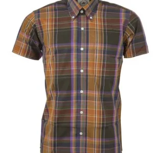 Relco Mens Rustic Multi Check Short Sleeved Button Down Shirts