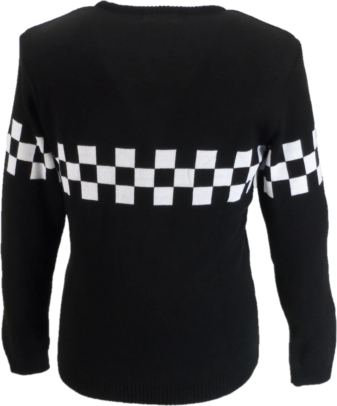 Mazeys Mens Black Black and White Crew Neck Jumper - Imagen 3