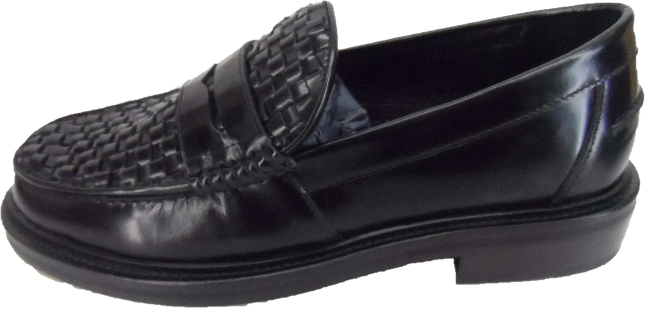 Delicious Junction Brummel Black Real Basket Weave Penny Loafer - Imagen 3