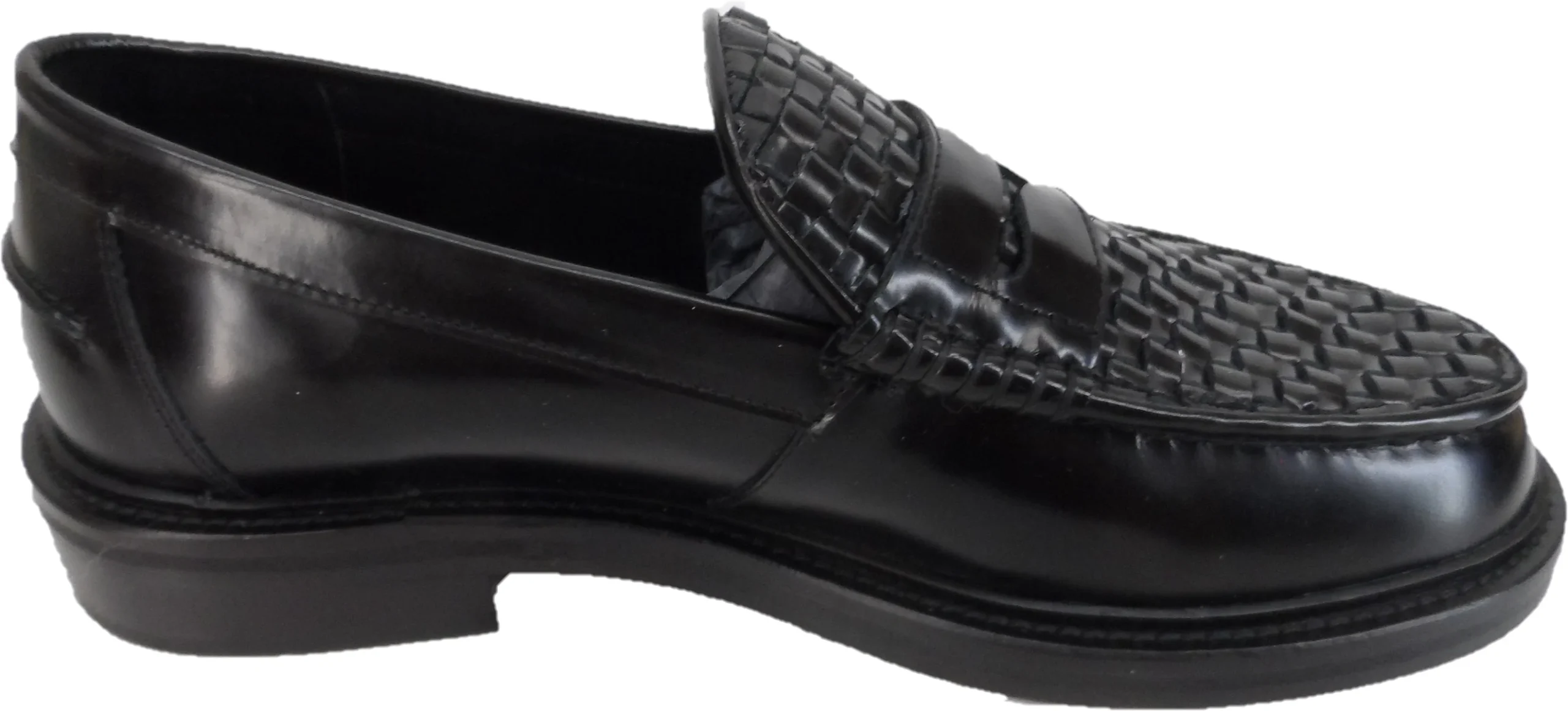 Delicious Junction Brummel Black Real Basket Weave Penny Loafer - Imagen 5