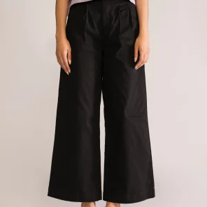 Pantalón Paletones Wide Leg, Negro