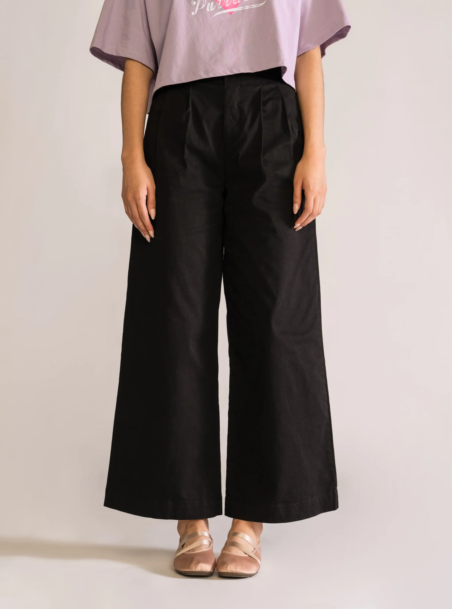 Pantal贸n Paletones Wide Leg, Negro