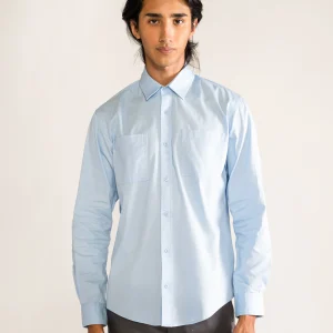 Pocketed Perfection Shirt, Celeste