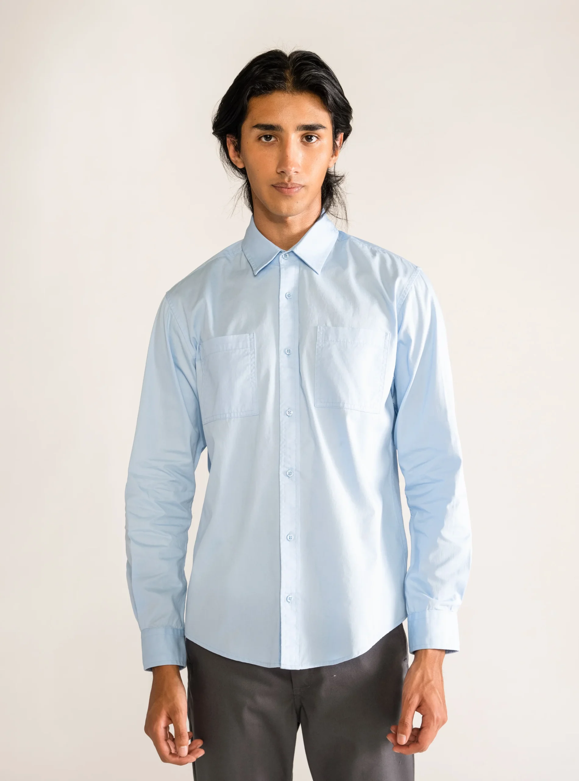 Pocketed Perfection Shirt, Celeste