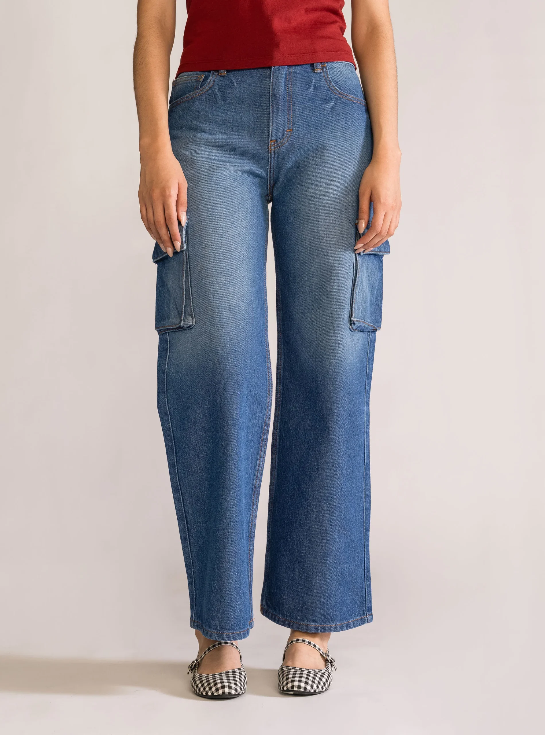 Immaculate Cargo Jeans, Azul Marino