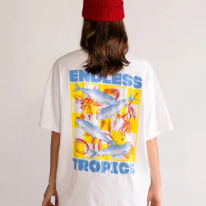 Endless Tropics Oversized Playera, Blanco