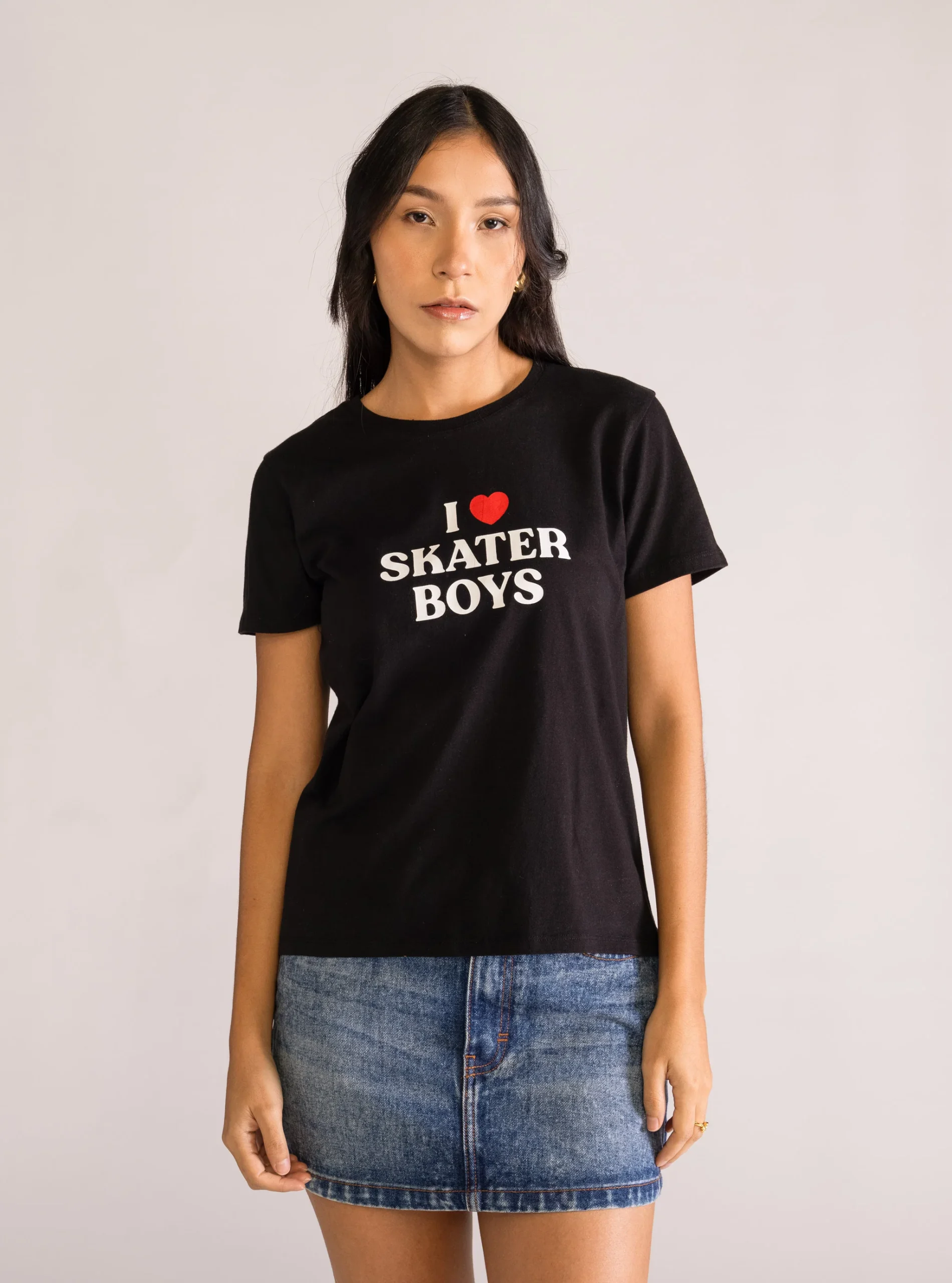 I Love Sk8ter Boys Tee, Negro