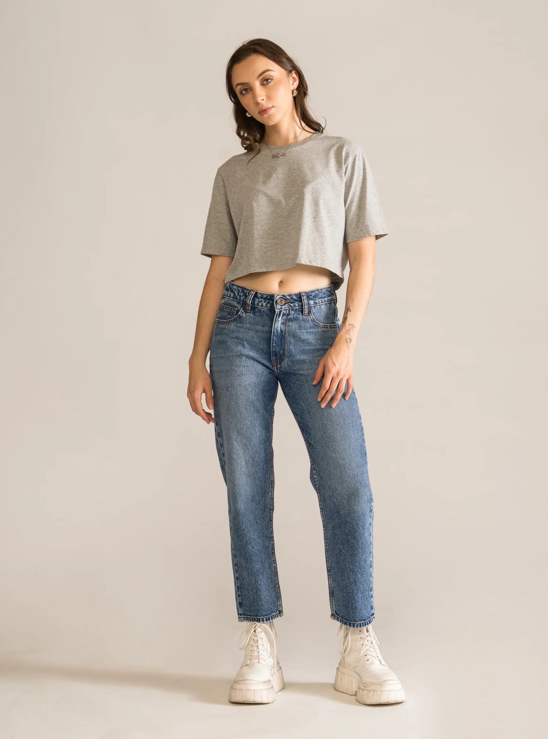 Basic Cropped Tee, Gris Claro - Imagen 4
