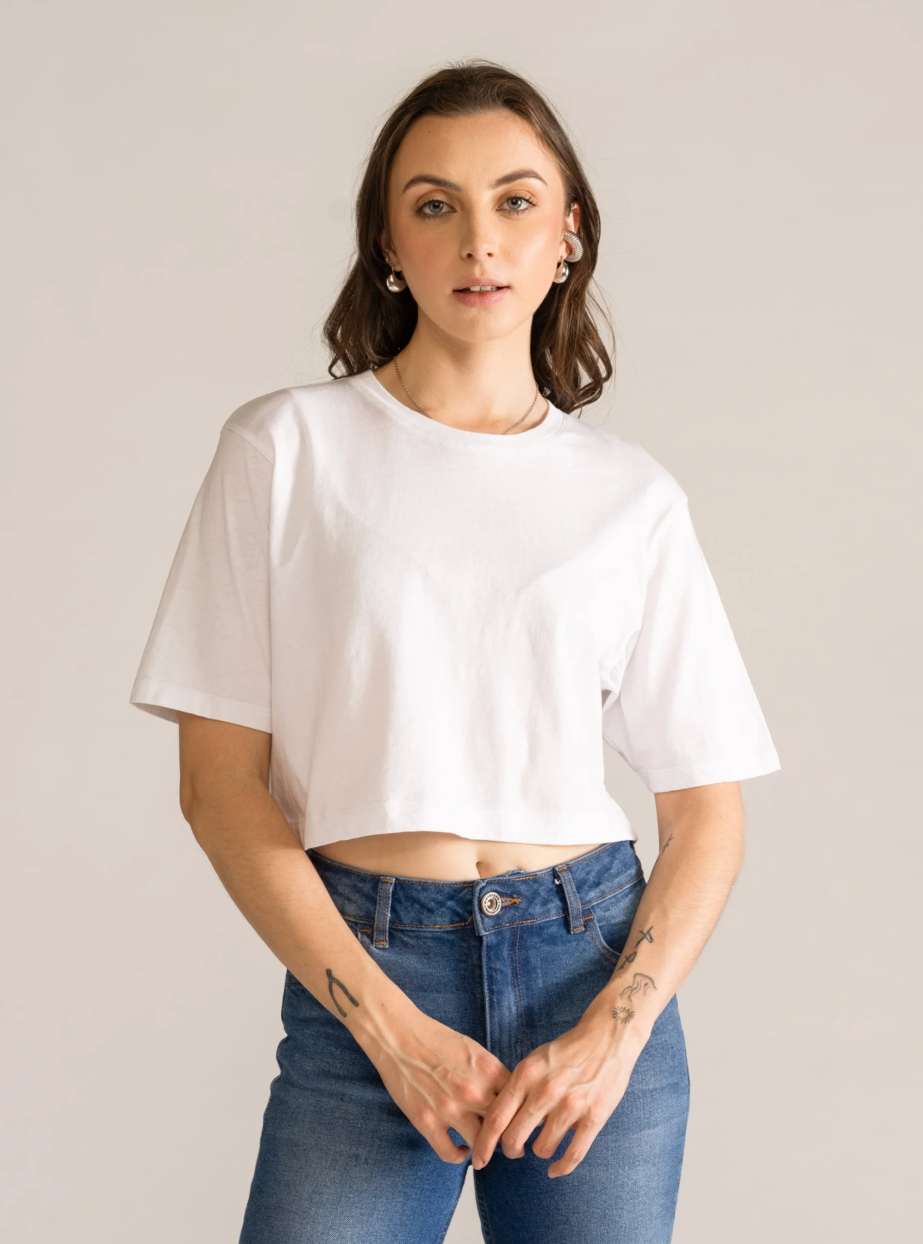 Basic Cropped Tee, Blanco