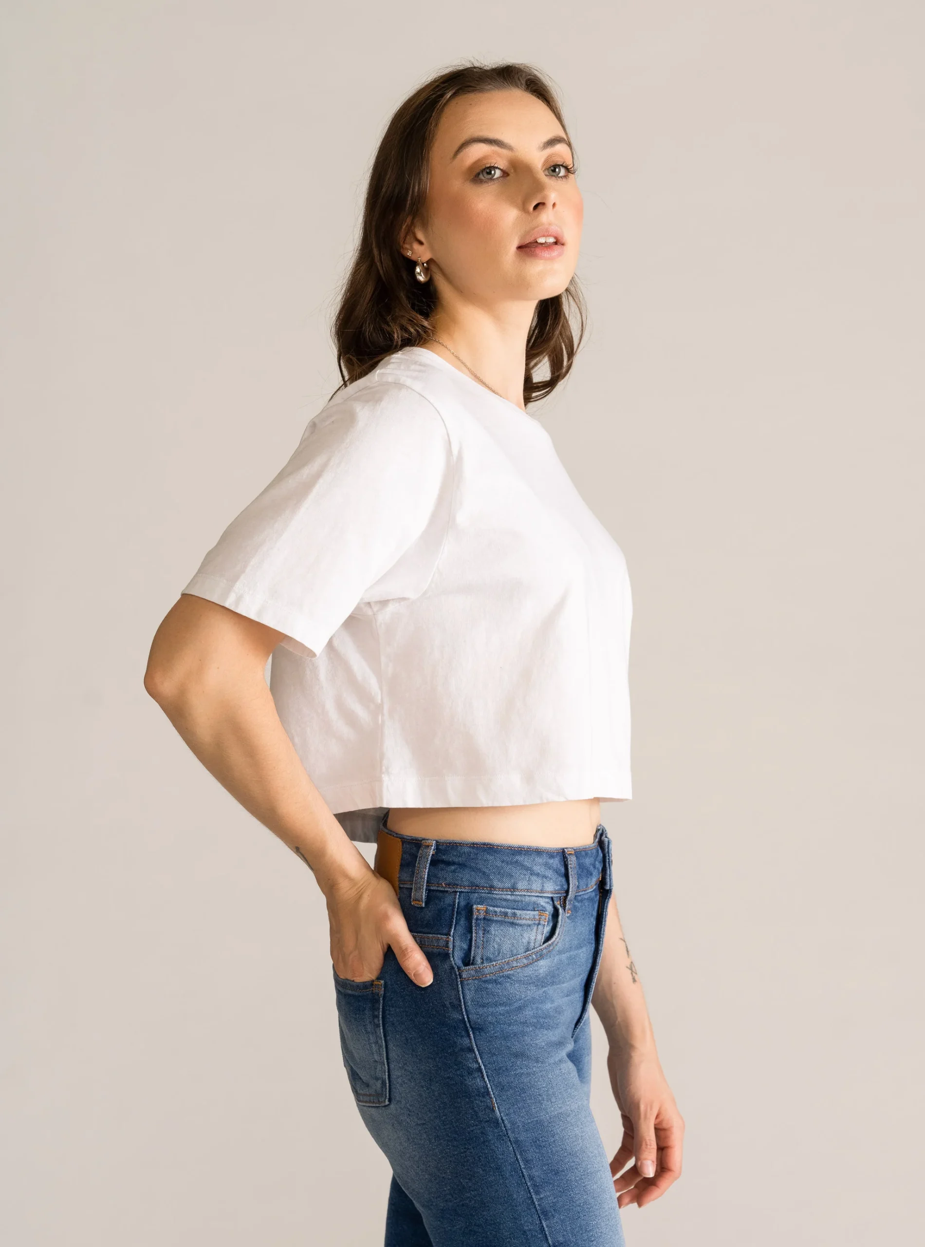 Basic Cropped Tee, Blanco - Imagen 3