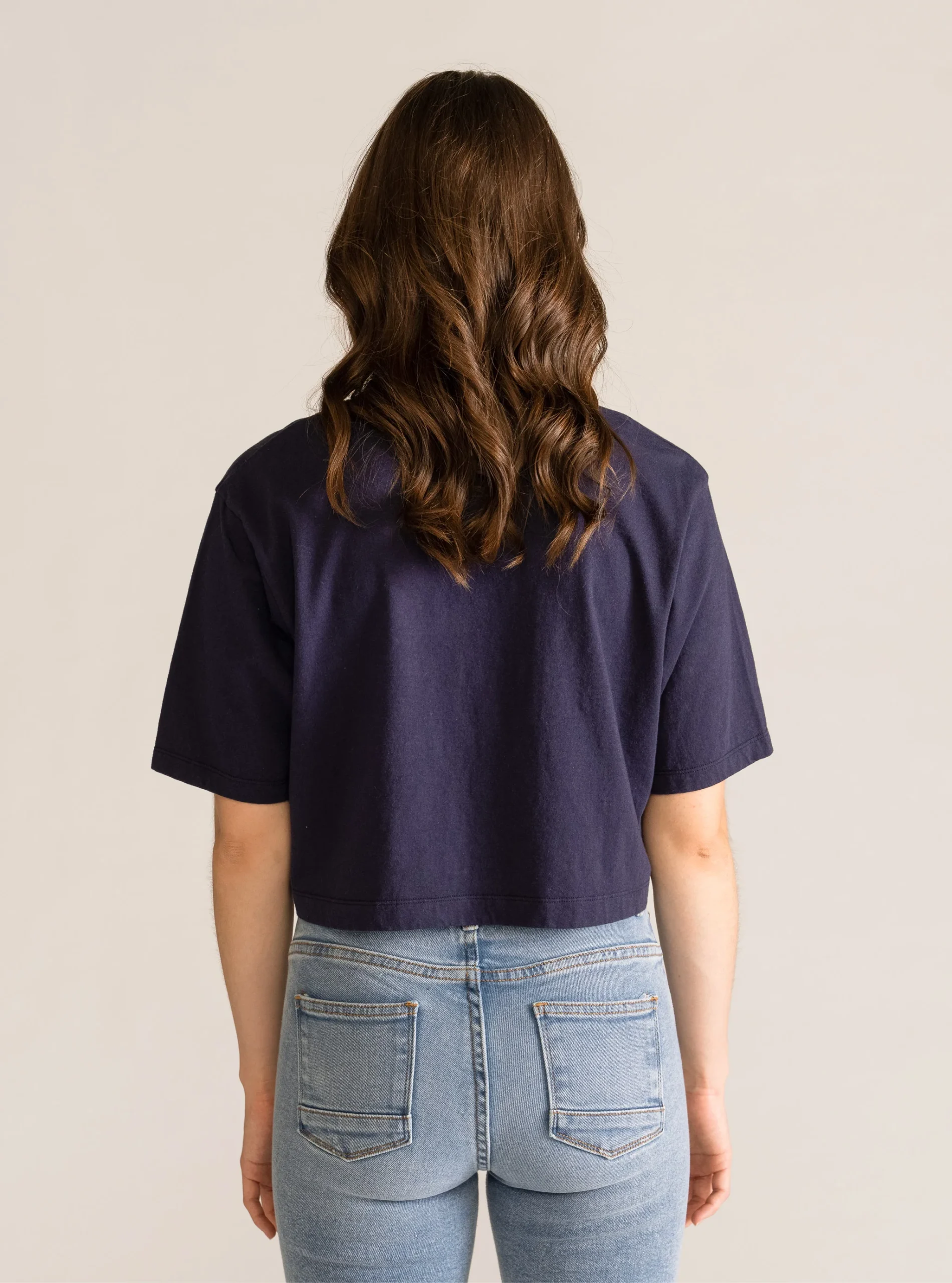 Basic Cropped Tee, Azul Obscuro - Imagen 3