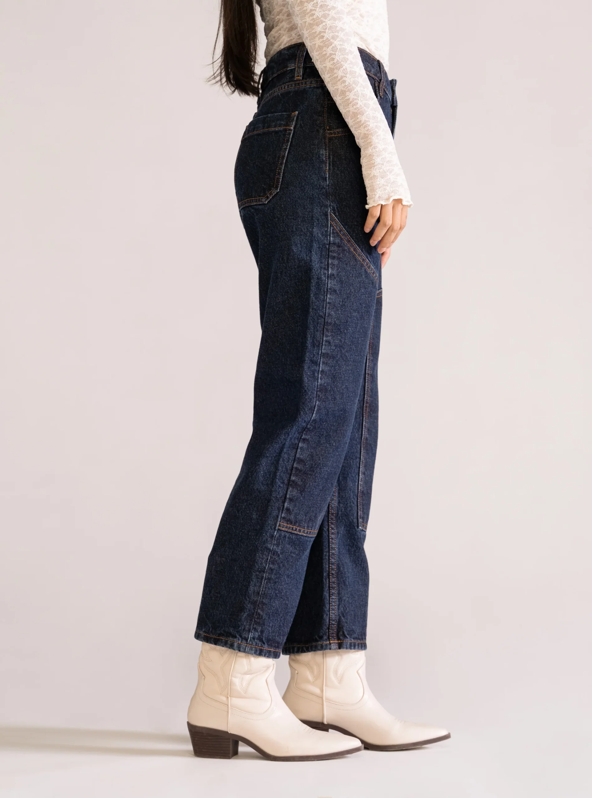 90's Straight Double Front Jeans, Azul Obscuro - Imagen 3