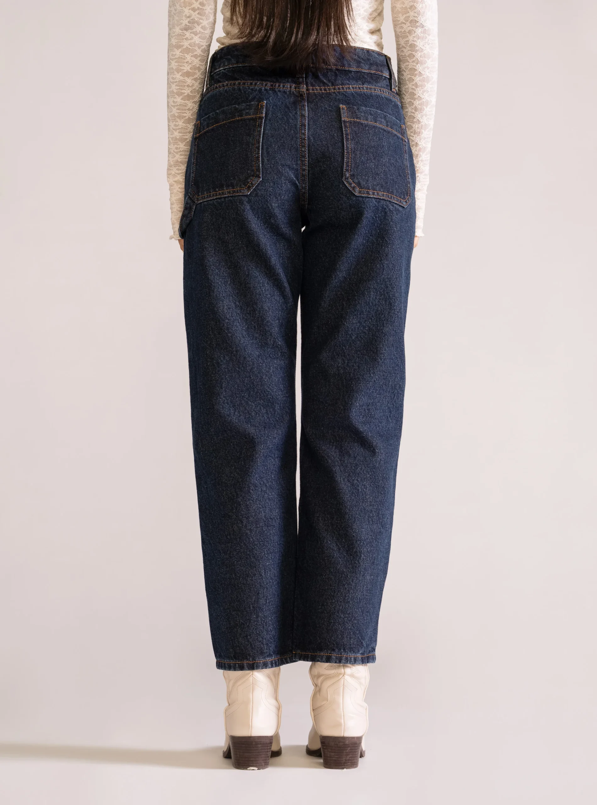 90's Straight Double Front Jeans, Azul Obscuro - Imagen 4