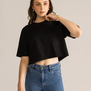 Basic Cropped Tee, Negro