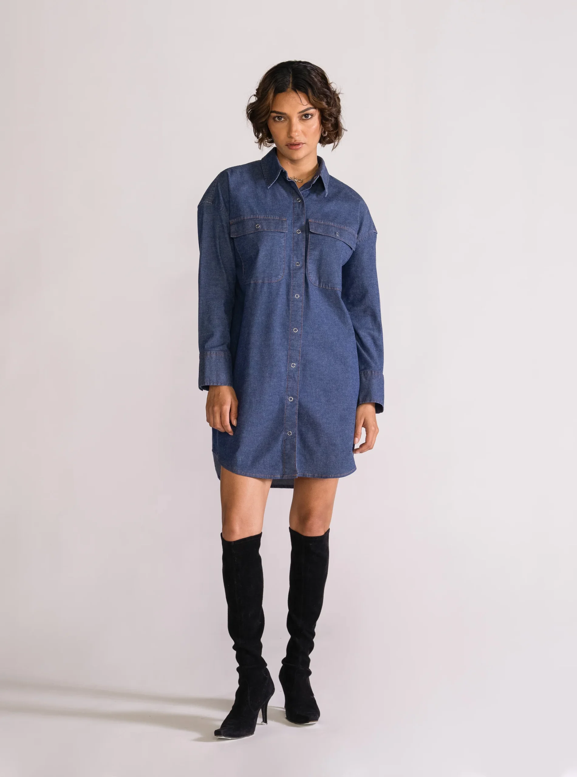 Rodeo Girl Denim Vestido, Azul Marino - Imagen 5