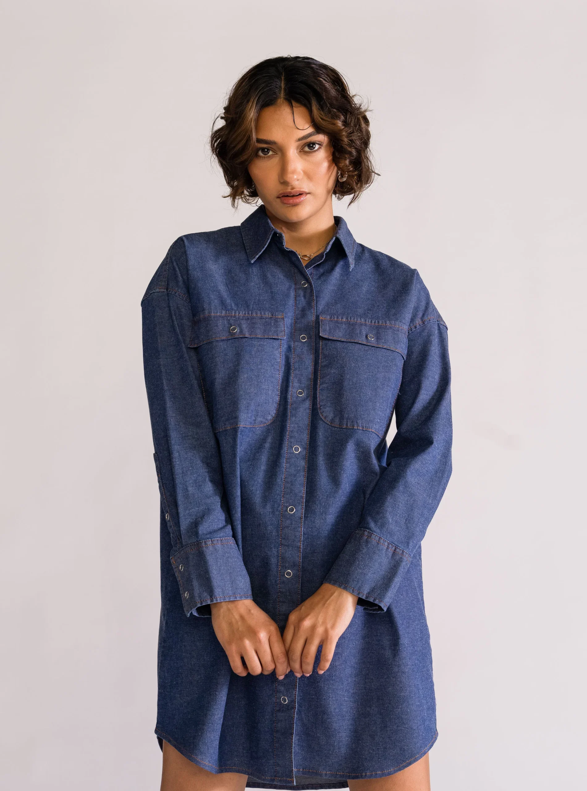 Rodeo Girl Denim Vestido, Azul Marino