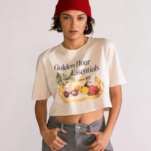 Charcuterie Cropped Playera, Beige