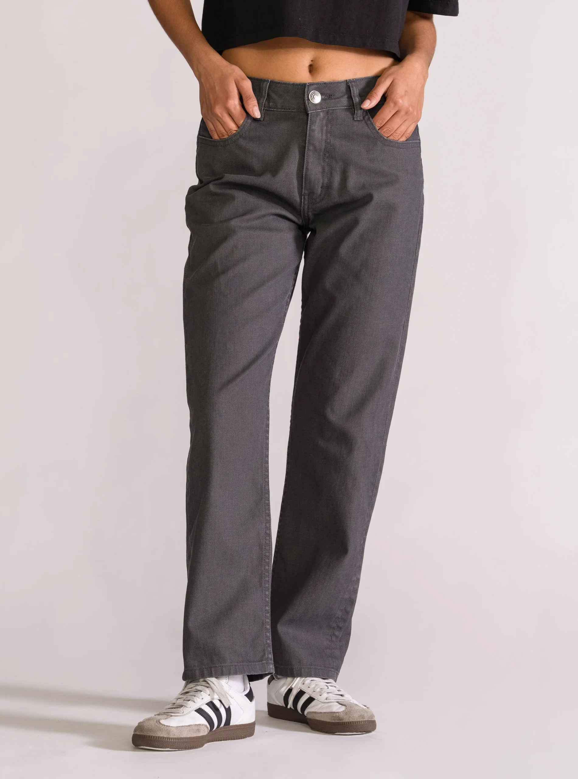 One More Time Slim Jeans, Gris Obscuro