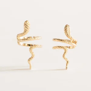 Snake Ear Cuff Earrings, Dorado