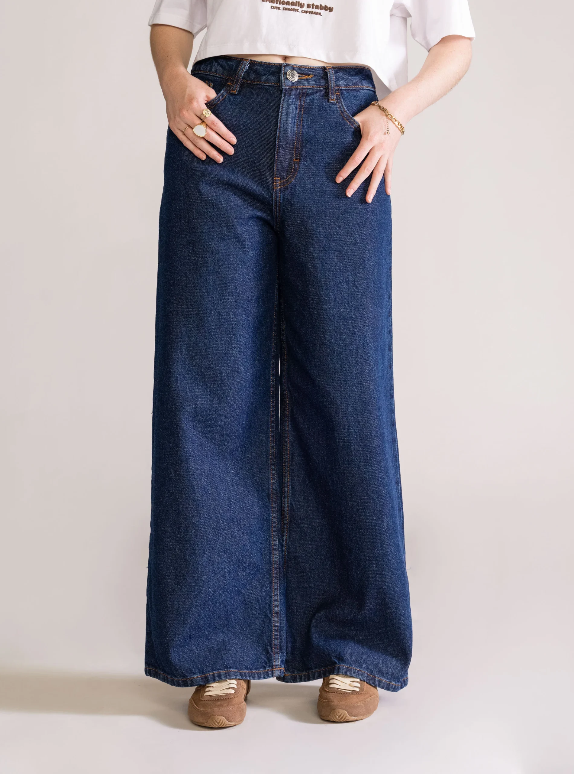 Mystical Magical Wide Leg Jeans, Azul Obscuro