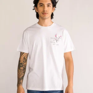 Flower Power Drop Shoulder T-Shirt, Blanco