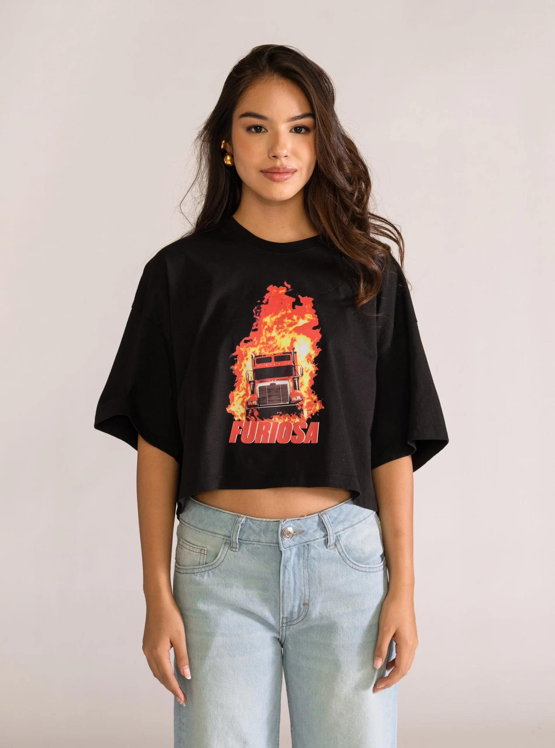 Furiosa Cropped Playera, Negro